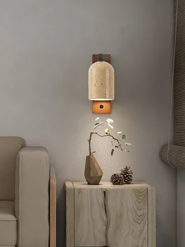Пещерный камень, японский настенный светильник Ваби-саби, Прикроватная тумбочка для спальни, Кремовый Дизайнер домашнего декора для гостиной, ретро настенный светильник