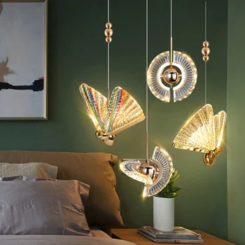 Подвесной светильник Nordic Butterfly LED, Роскошная красочная потолочная люстра для гостиной, подвесной светильник для спальни, внутреннее декоративное освещение