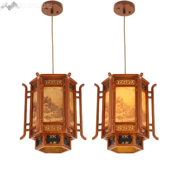 Подвесной светильник из овчины в китайском стиле под старину, подвесной светильник из массива дерева для гостиной, ресторана, коридора, фонаря, декоративного освещения