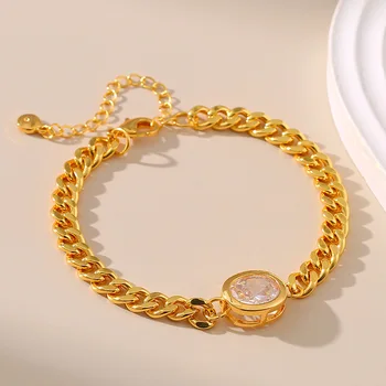 Покрытое медью 18-каратное золото, Корейская версия, Овальный браслет с цирконием, женская металлическая текстура, Романтический шарм высокого класса, подарок для женщин