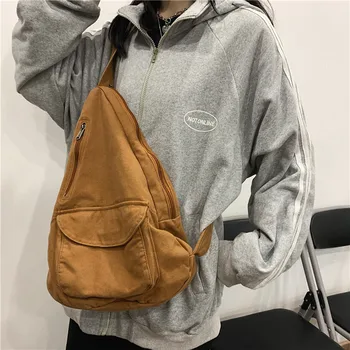 Поясная сумка для женщин, нагрудная сумка, женская японская холщовая сумка в стиле харадзюку, сумки-мессенджеры, простая мужская сумка-портмоне большой емкости