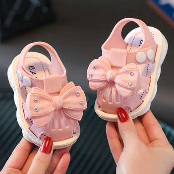 Сандалии для девочек Летняя Обувь Для малышей Удобная Детская обувь с мягкой подошвой 0-3 лет Детский сад Baotou Детская обувь