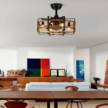 Светодиодный подвесной светильник, Люстра, Вентилятор, лампа, Новый Ретро-американский пульт дистанционного управления 110 В 220 В с низким полом для гостиной, спальни
