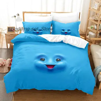 Синий комплект Постельных Принадлежностей anime face animal expression pack Single Twin Full Queen King Size Bed Set Aldult Kid Bedroom Наборы Пододеяльников для Пуховых Одеял