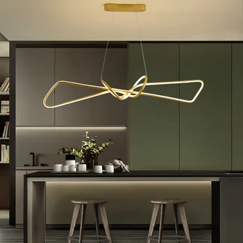 Скандинавский золотисто-черный алюминиевый светодиодный подвесной светильник, постмодернистский минималистичный светильник, потолочный подвесной светильник 85/110 см