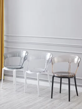 Скандинавский обеденный стул Домашний Современный минималистский стул Пластиковая спинка для балкона Стул для отдыха Письменный стол Стул для переговоров