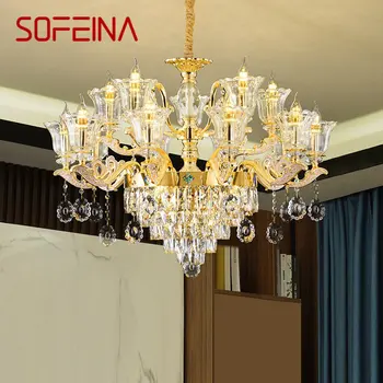 Современная люстра SOFEINA Золотая Роскошная хрустальная светодиодная свеча Подвесной светильник для дома, гостиной, спальни, декоративных светильников