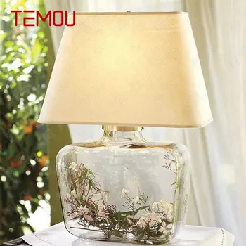 Современные креативные стеклянные настольные лампы TEMOU, современное тканевое настольное освещение, декор для фойе, кабинета, гостиной, спальни