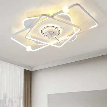Современные потолочные светильники, складной потолочный вентилятор для спальни, потолочный вентилятор со светодиодной подсветкой и управлением, потолочный светильник для освещения гостиной