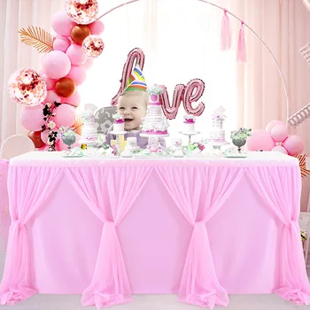 Тюлевая юбка для стола Свадьба День рождения Торт Десерт Банкет Свадебные вечеринки Украшение дома Отеля