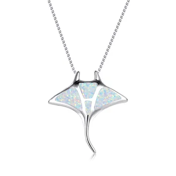 Уникальное ожерелье с подвеской из сине-белого опалового камня, Женское ожерелье с милыми океанскими животными, Классические ожерелья-цепочки серебряного цвета для женщин