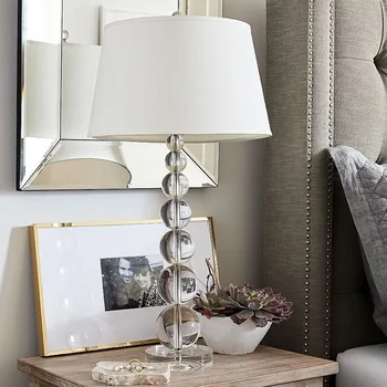 Хрустальная настольная лампа диван для гостиной настольная лампа роскошная вилла тканевый абажур прикроватная лампа для спальни E27