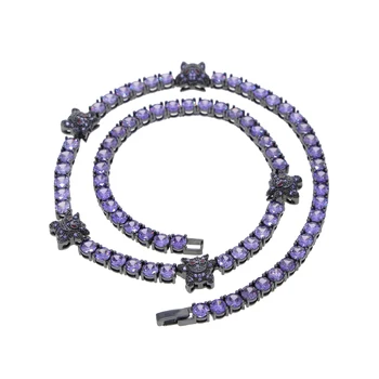 Черная Позолоченная Фиолетовая Теннисная Цепочка CZ Ghost Charm в стиле Хип-хоп, Крутые Мужчины, ожерелье для мальчиков, ювелирные изделия в стиле рок-Панк для ночного клуба