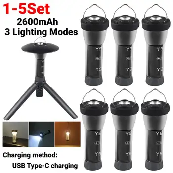 1-5 комплектов 2600 мАч USB Перезаряжаемый фонарик Водонепроницаемый 3 MDOES Уличная Походная лампа для палатки cob, Аварийный фонарик,