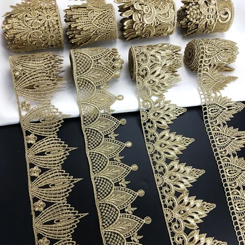 1 ярд золотого кружева 2021 новейшее высококачественное расширенное утолщенное кружево cheongsam одежда подол занавес кружевная ткань корона DIY access JB104