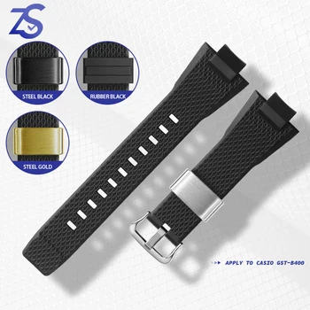 18 мм Резиновый Ремешок для часов casio gshock GST B400 Серии GST-B400BD/AD ремешок для часов мужской Водонепроницаемый Спортивный Силиконовый браслет