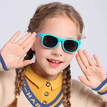 2022 Ретро Квадратные Заклепки Детские Поляризованные Солнцезащитные очки Силиконовые Цвета Macarons Оправа для очков для мальчиков и девочек Наружные Солнцезащитные очки с защитой от ультрафиолета