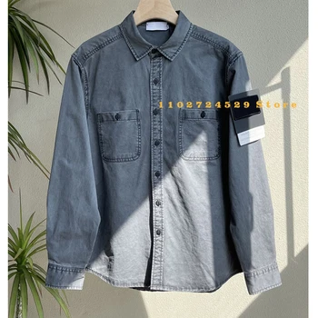 2023 весна и лето новая мужская джинсовая рабочая одежда рубашка куртка высококачественный хлопковый повседневный джинсовый топ с вышивкой