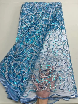 2023 Высококачественная модная Французская тюлевая кружевная ткань с блестками, Африканская кружевная ткань для свадебного платья jy21