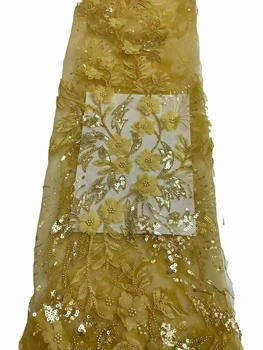 2023 новая 3D трехмерная шифоновая вышивка пузырьками в виде цветов, вышивка блестками свадебное платье ткань для платья / 5 ярдов