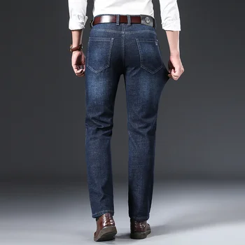 2023 Новый классический стиль, мужские брендовые модные джинсы, деловые повседневные стрейчевые узкие джинсовые брюки, светло-синие черные брюки, мужские