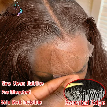 360 Шоколадно-коричневый парик с натуральным HD кружевом спереди, 200-плотный парик с расплавленным HD кружевом спереди, Прозрачные парики с кружевом спереди для чернокожих женщин