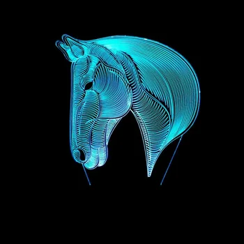 3D визуальная светодиодная лампа с головой лошади, разноцветный акриловый светильник, креативный подарок, мебель для дома, 7 изменений цвета