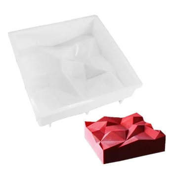 3D силиконовая форма для торта с квадратной неправильной геометрией, Инструменты для выпечки помадных тортов, муссов, десертов