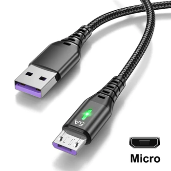 5A Micro USB Кабель Для Быстрой Зарядки Мобильного Телефона Micro USB Провод шнур Для Xiaomi Android Светодиодное Освещение USB Зарядное Устройство Кабель Для Передачи Данных