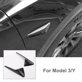 Afly2 шт. Для Tesla Модель 3 Модель Y 2023 Обвес ABS Углеродное Волокно Боковая Камера Автомобиля Защитные Чехлы Украшение Авто Наклейка