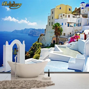 beibehang Пользовательские 3D фотообои Средиземноморский Город Морской Замок пейзаж большая настенная роспись ТВ обои для гостиной спальни