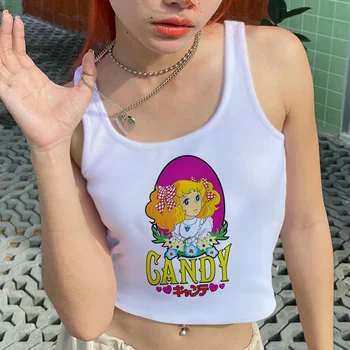 Candy Candy 90-х эстетичный корейский модный кроп-топ, женский винтажный дрянной кроп-топ fairycore