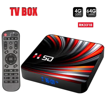 H50 Smart TV Box Для Android 10 4 ГБ 32 ГБ 64 ГБ 4K H.265 3D Видео 2,4 Г 5 ГГц Двойной Wifi Bluetooth-Совместимый Телеприставочный медиаплеер