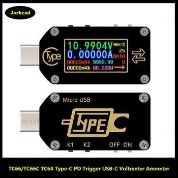 TC66 / TC66C TC64 Type-C PD Триггер USB-C Вольтметр Амперметр Напряжение 2-Полосный Измеритель Тока Мультиметр Зарядное Устройство PD Аккумулятор USB Тестер