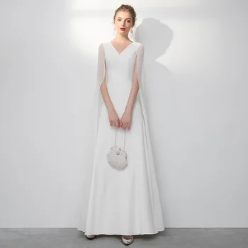 Белые простые вечерние платья LAMYA, Элегантное вечернее платье принцессы с V-образным вырезом, Длинное вечернее платье