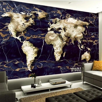 большие фрески wellyu по индивидуальному заказу, модное обустройство дома, оригинальная мраморная карта мира, креативный ТВ-фон papel de parede