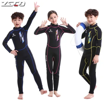Гидрокостюмы из неопрена 2,5 мм, детские купальники, водолазные костюмы с длинными рукавами Для мальчиков и девочек, для серфинга, защита от сыпи, для подводного плавания, Слитные изделия