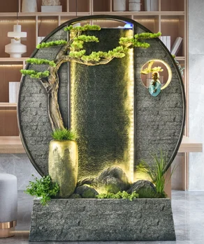 Двусторонняя водная занавеска, экран для проточной воды, рокарий, фонтан для проточной воды, украшение гостиной, сада, пейзаж
