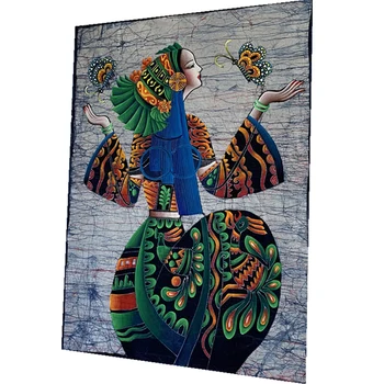 Декоративная роспись ткани ручной росписью Юньнань, Батик, картина маслом в этническом стиле, Домашний ресторан, Фон для рисования галстуком-красителем