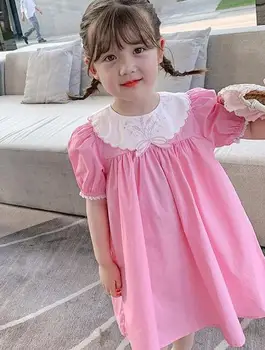 Детская одежда, милое платье для девочек, милая принцесса, красивое платье с коротким рукавом, детское платье