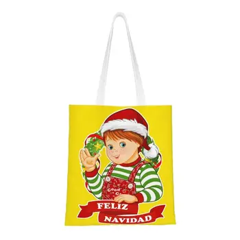 Детские игры хороших парней, сумка для покупок из бакалеи Chucky, холщовая сумка для покупок на заказ, сумка-тоут Feliz Navidad, сумка Chucky