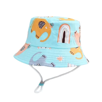 Детские шапочки с милым животным принтом, Летние Солнцезащитные панамы для мальчиков и девочек, Дорожные Солнцезащитные кепки для рыбаков, Пляжные