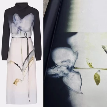 Европейские взрывы, 1,6 М, Эластичная Саржевая шелковая ткань с принтом, Модное Летнее платье-рубашка, Дизайнерский бренд, Тканая ткань