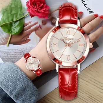 Женские часы с кожаным ремешком, аналоговые кварцевые Модные женские часы с темпераментом, Модные романтические роскошные часы-браслет relojes mujer