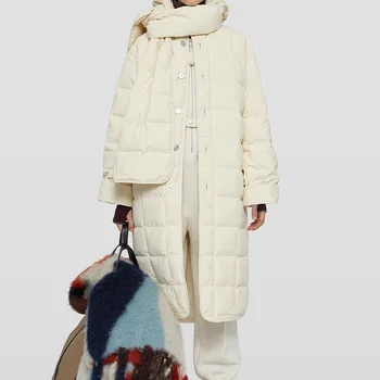 Женское классическое клетчатое длинное пуховое пальто с капюшоном, женская зимняя теплая однобортная куртка Caridgan, свободная толстая куртка средней длины, верхняя одежда, топ