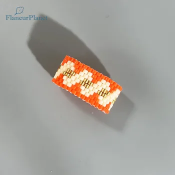 Женское кольцо FlaneurPlanet оранжевого цвета из слоновой кости, высококачественное кольцо из бисера