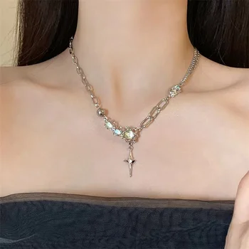 Индивидуальное Модное ожерелье с крестом из титановой стали и Лунного камня для женщин, Мода 2023, Подвески, Ожерелья, ювелирные изделия