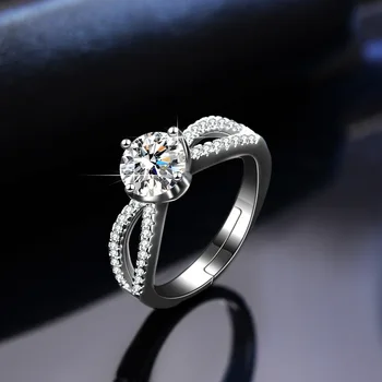 Классические кольца из муассана с четырьмя челюстями 2023 года для женской помолвки одной фабрики