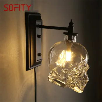 Классический настенный светильник SOFITY, Креативные светильники в скандинавском стиле, Дизайн абажура с черепом, бра, промышленная ветровая панель, Декоративная