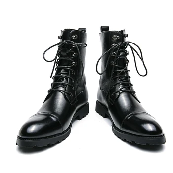Ковбойские ботинки в стиле вестерн, ретро, длинные классические ботинки, длинные ботинки в стиле вестерн, винтажные мужские боевые ботинки, кожаная обувь для мужчин, мотоциклетные ботинки